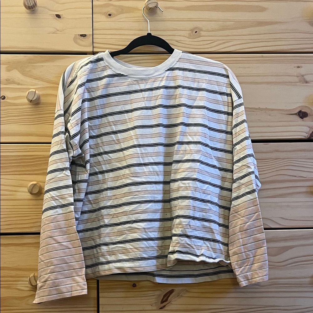 Madewell Striped Long Sleeve Tee - Cream and Black